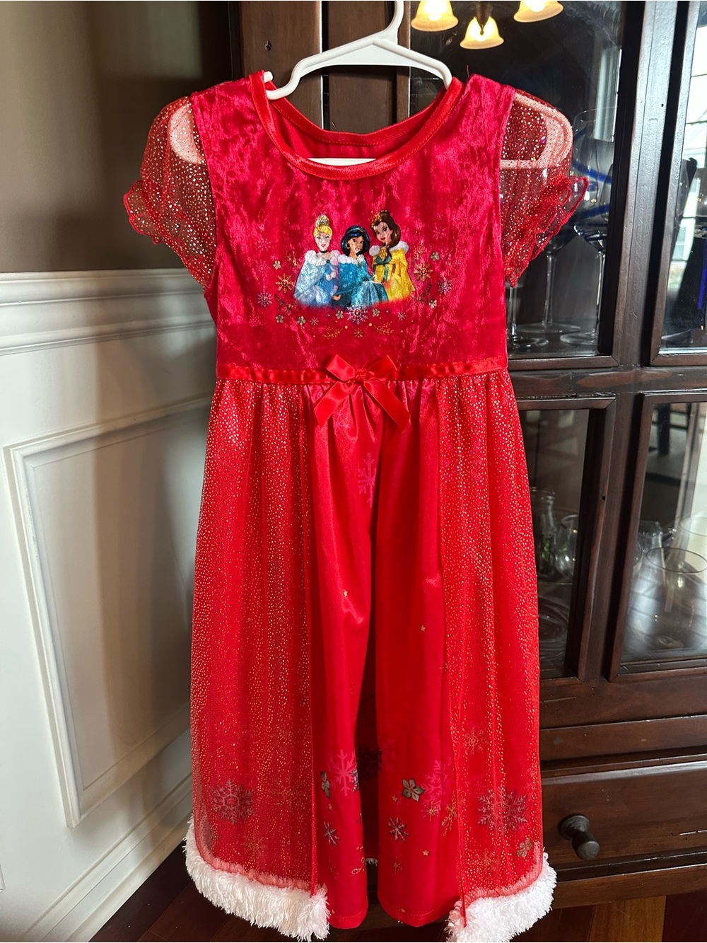 Disney Princess Toddler Girl's Christmas Holiday Red Poinsettia Nightgown